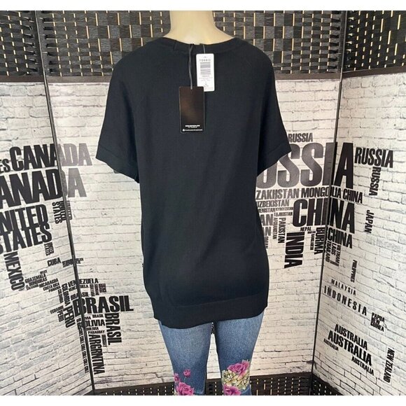 Star Wars Torrid 1 Black Embroidered Logo Name Ribbed Trim Short Sleeve Sweater - Picture 3 of 5